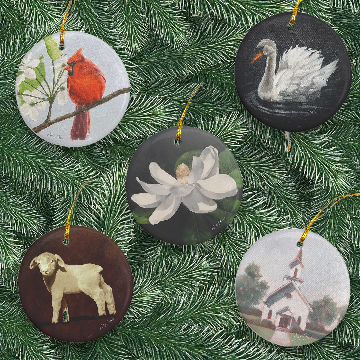Amy Crews Southern Christmas Ornaments Collection