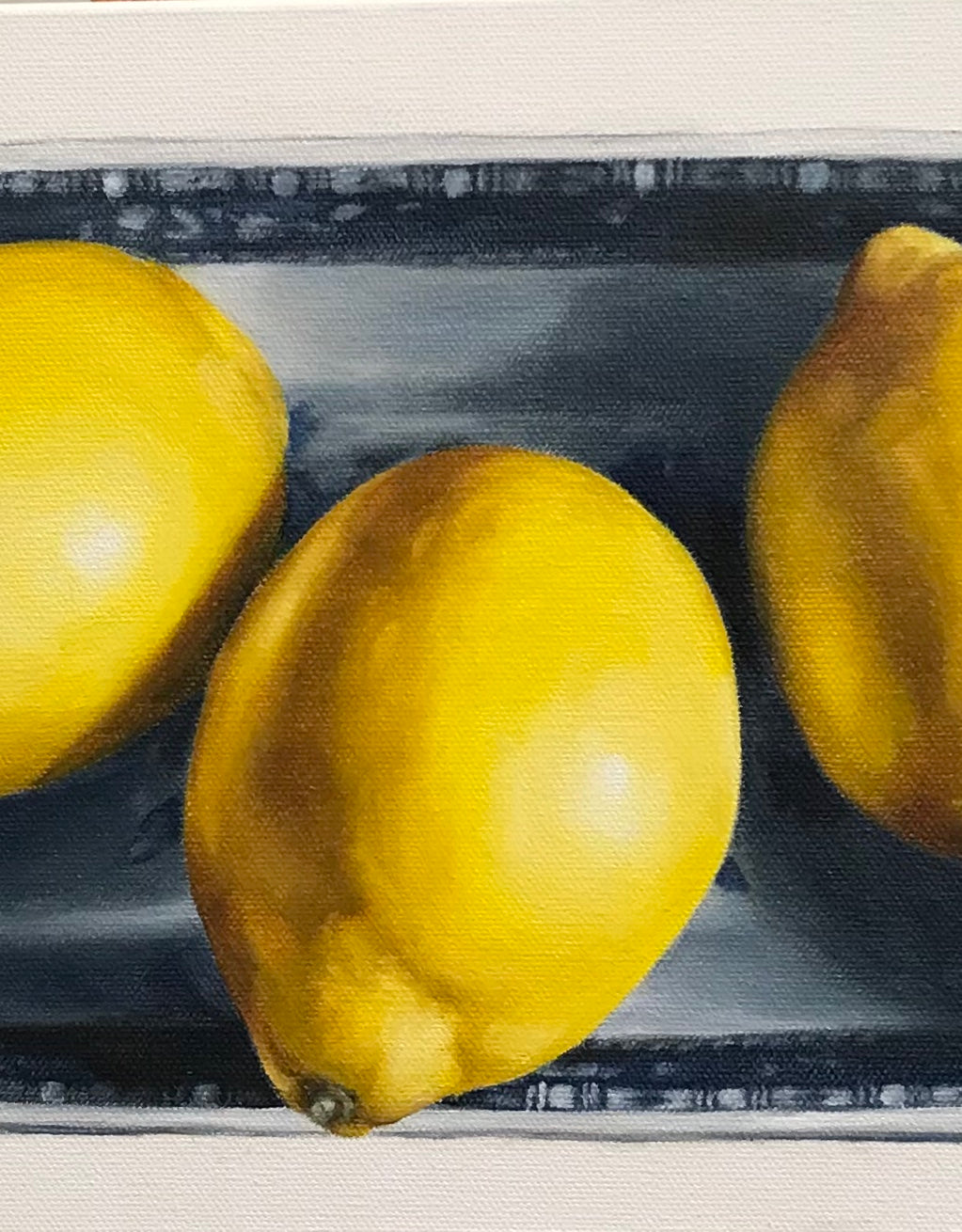 Close Up Still life of 3 lemons painting by Amy Crews