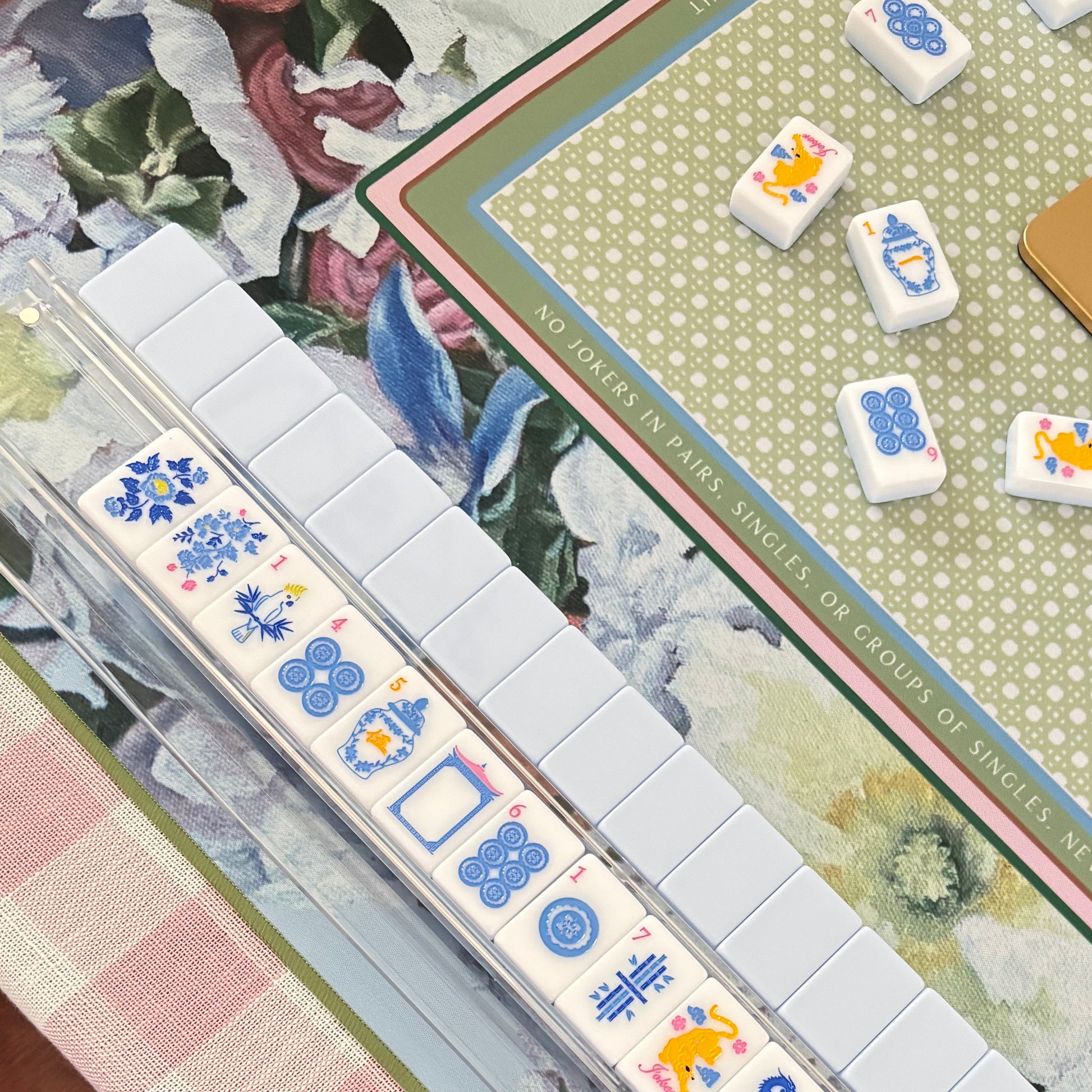 Grace Mahjong Mat with Tiles, art by Amy Crews Gallery