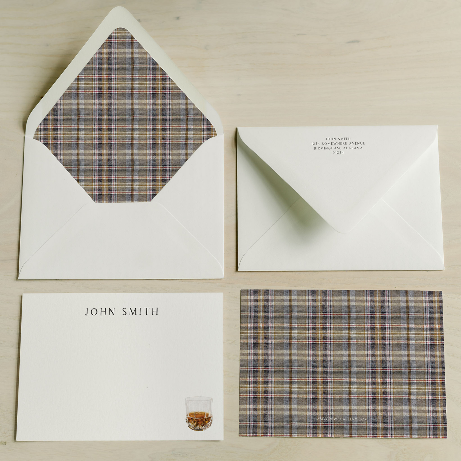 Bourbon & Flannel Personalized Notecards | Custom Fine Art Stationery | Amy Crews Gallery