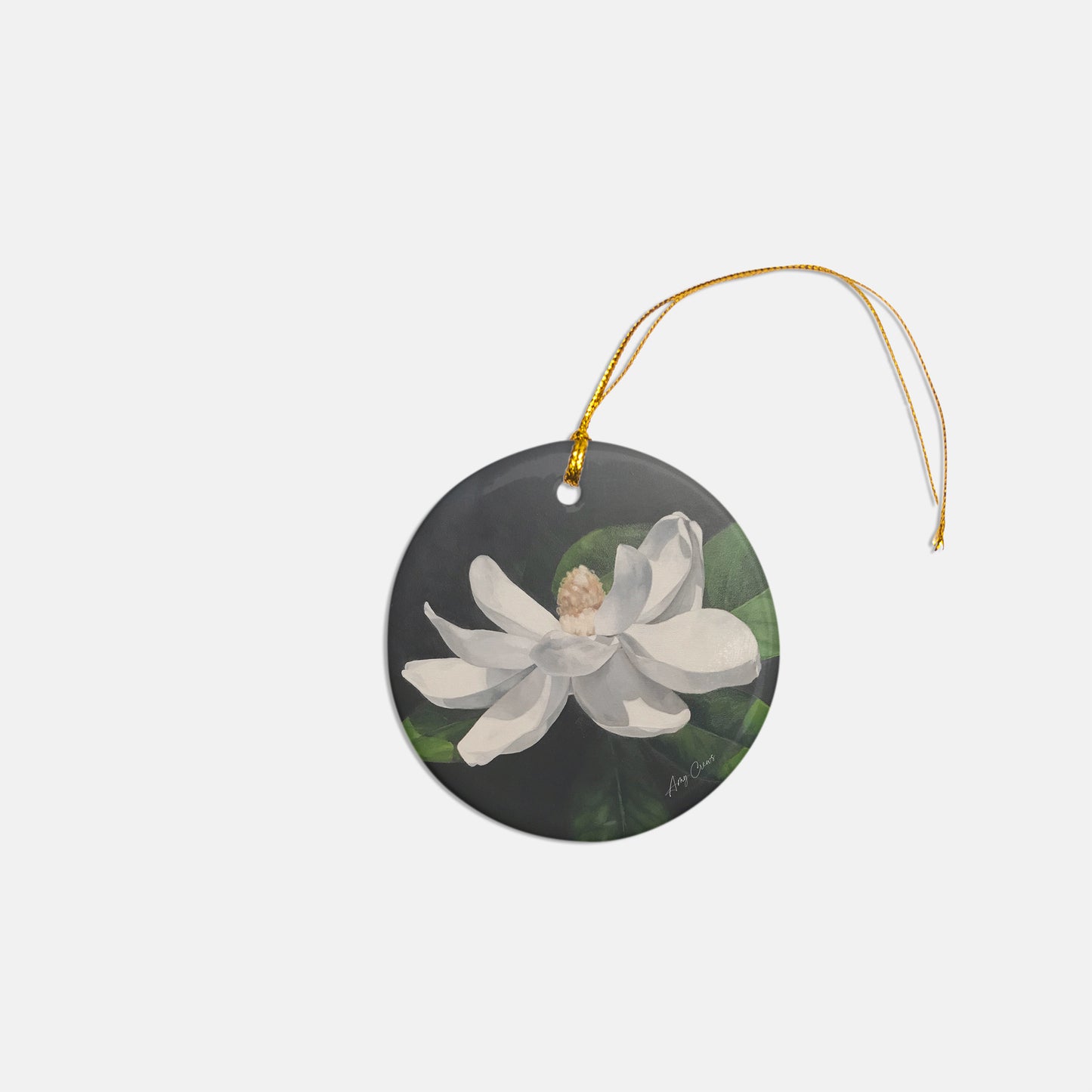 magnolia flower southern christmas ornament
