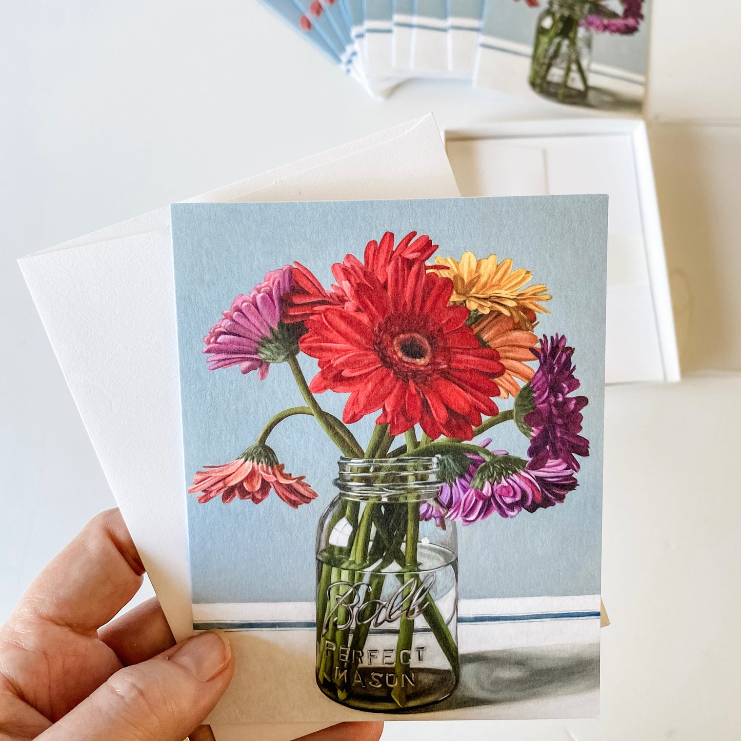 Ball Jar Vase Bouquet Blank Notecard