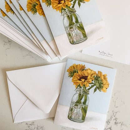 Blank Notecards Yellow Sunflowers by Amy Crews