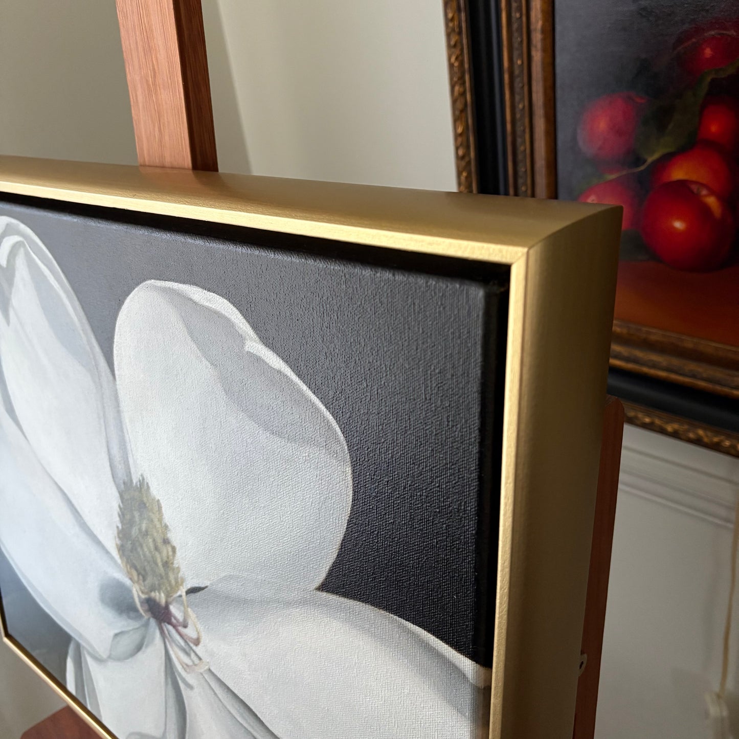 Blooming White Magnolia Painting framed