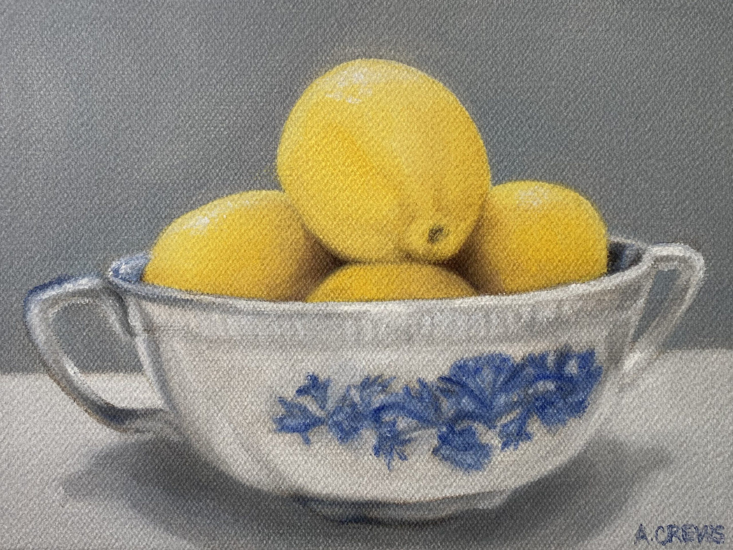 Lemons in bowl still life close-up by Amy Crews artist 