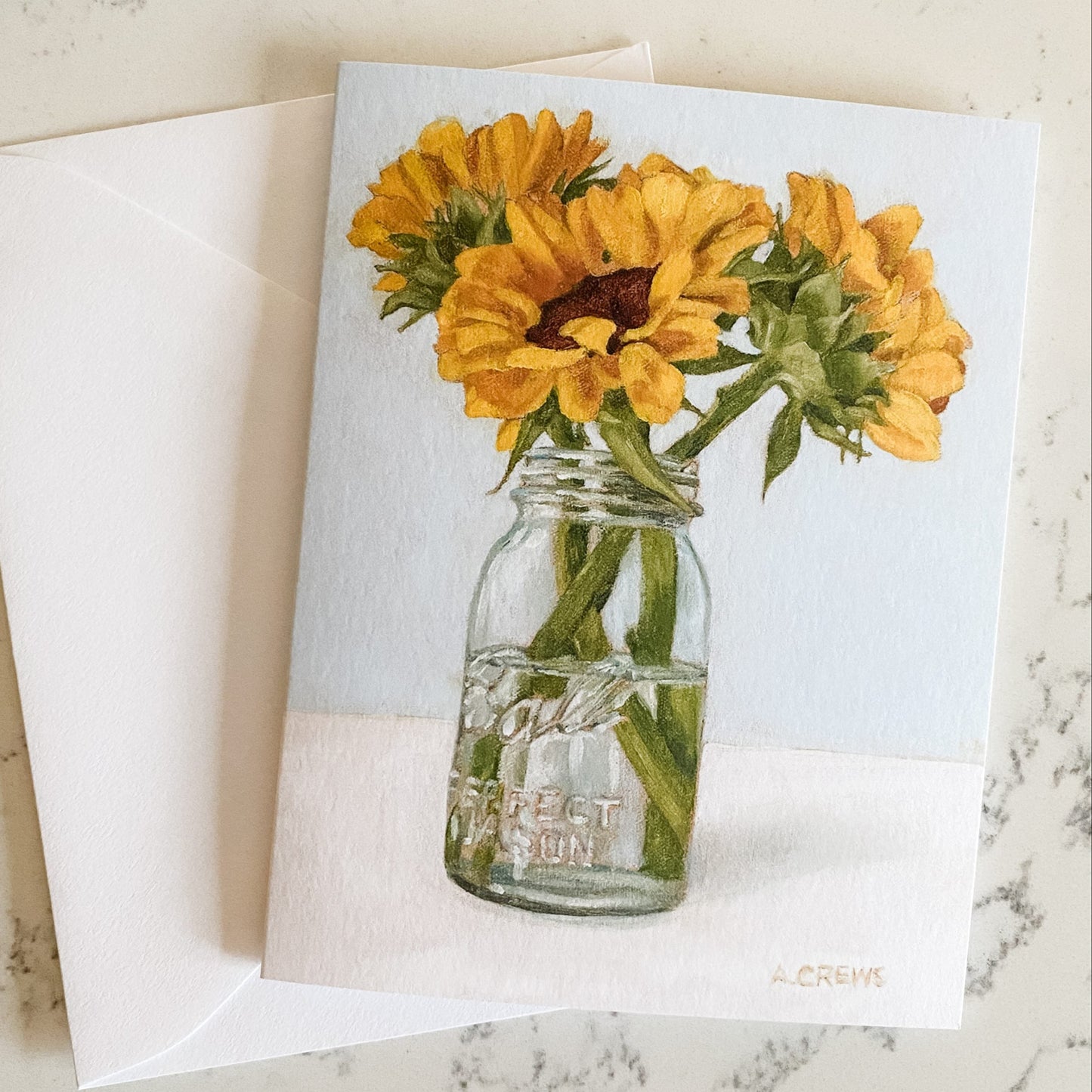 Sunflowers in a Ball Jar Notecard